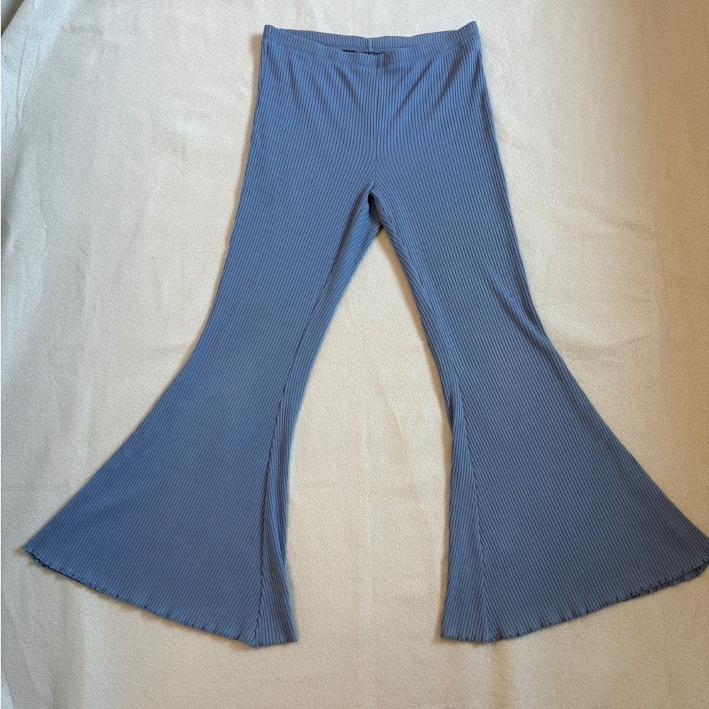 Aerie Kick-it Ribbed Knit Super Flare Bell Bottoms Pants Size L